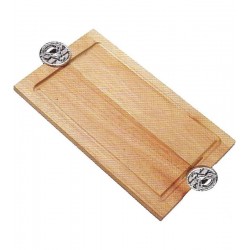 Tabua 48x28cm Em Madeira Para Churrasco Com Pegador De Touro